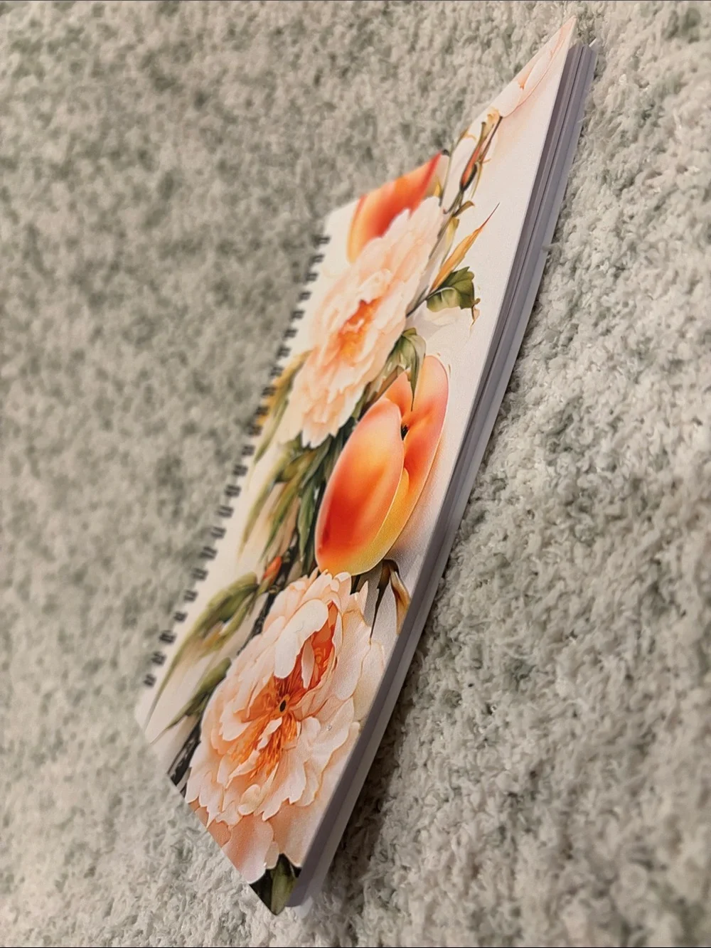 Peach Floral Spiral Writers Journal Notebook NWT 6x8.5”